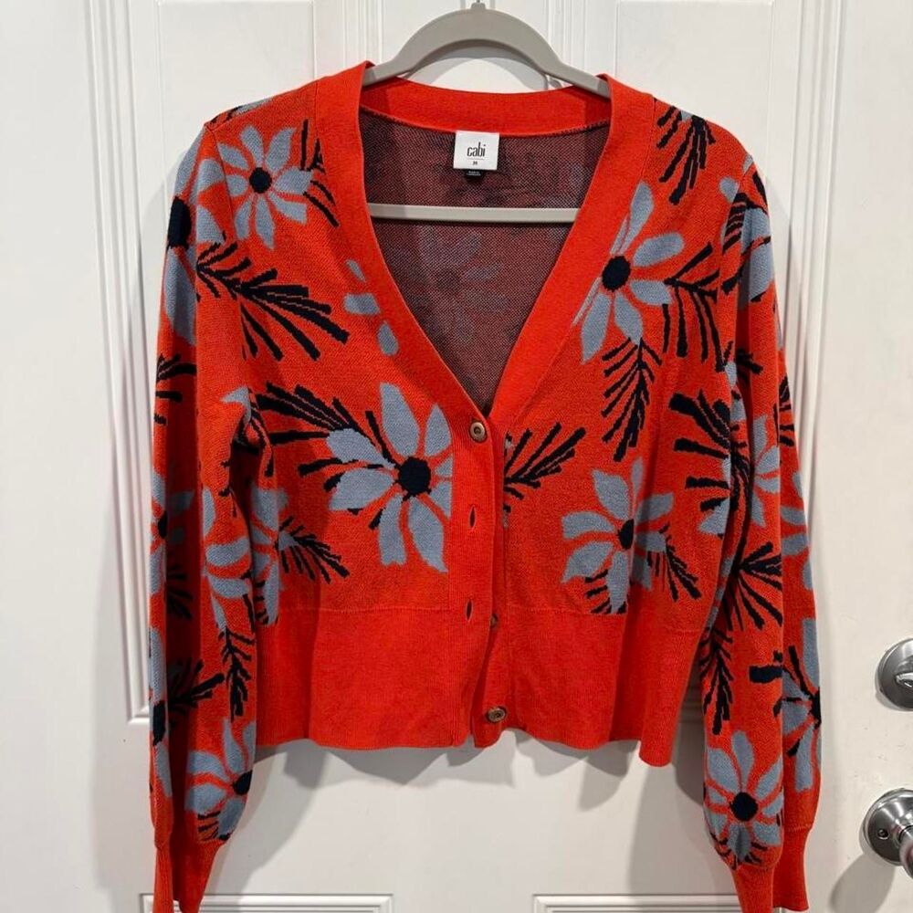 Cabi Women's Orange and Red Cardigan
